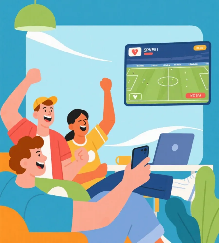 多设备观看体育赛事的用户场景示意图